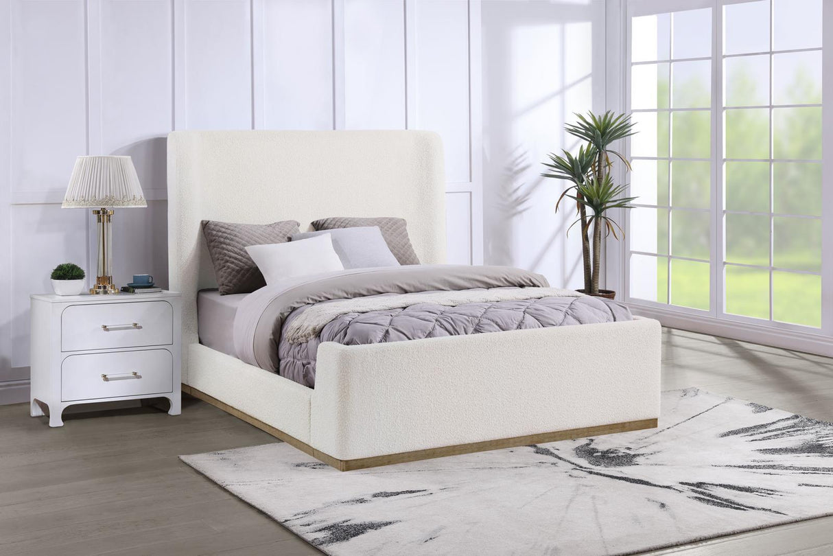 Nala Upholstered Eastern King Wingback Platform Sleigh Bed Cream from Coaster - Luna Furniture