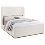 Nala Upholstered Eastern King Wingback Platform Sleigh Bed Cream from Coaster - Luna Furniture