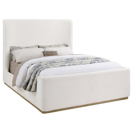 Nala Upholstered Queen Wingback Platform Sleigh Bed Cream from Coaster - Luna Furniture