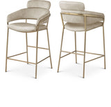 Yara Natural Velvet Counter Stool from Meridian - Luna Furniture