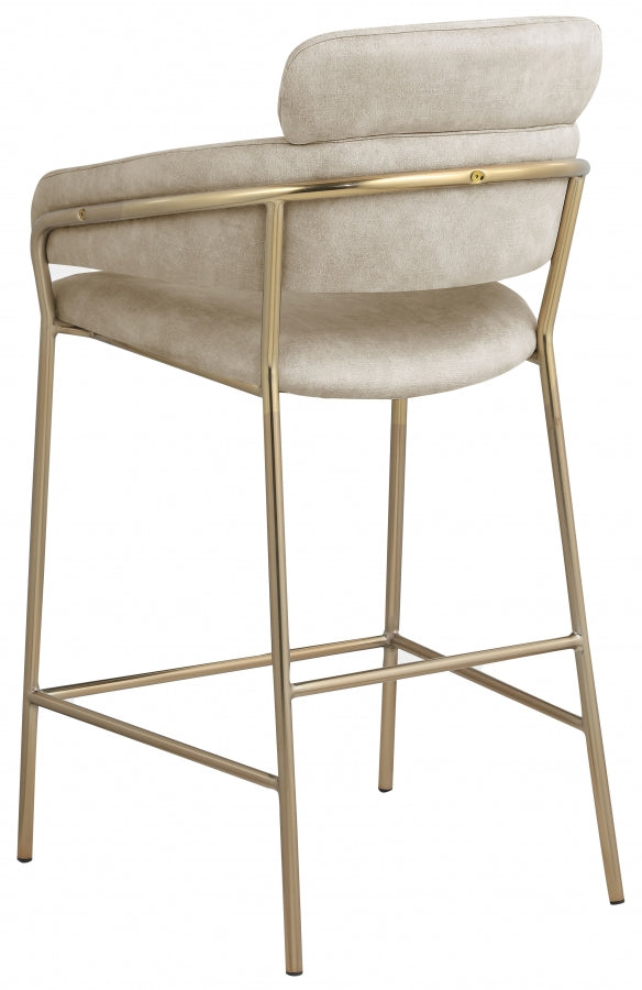 Yara Natural Velvet Counter Stool from Meridian - Luna Furniture