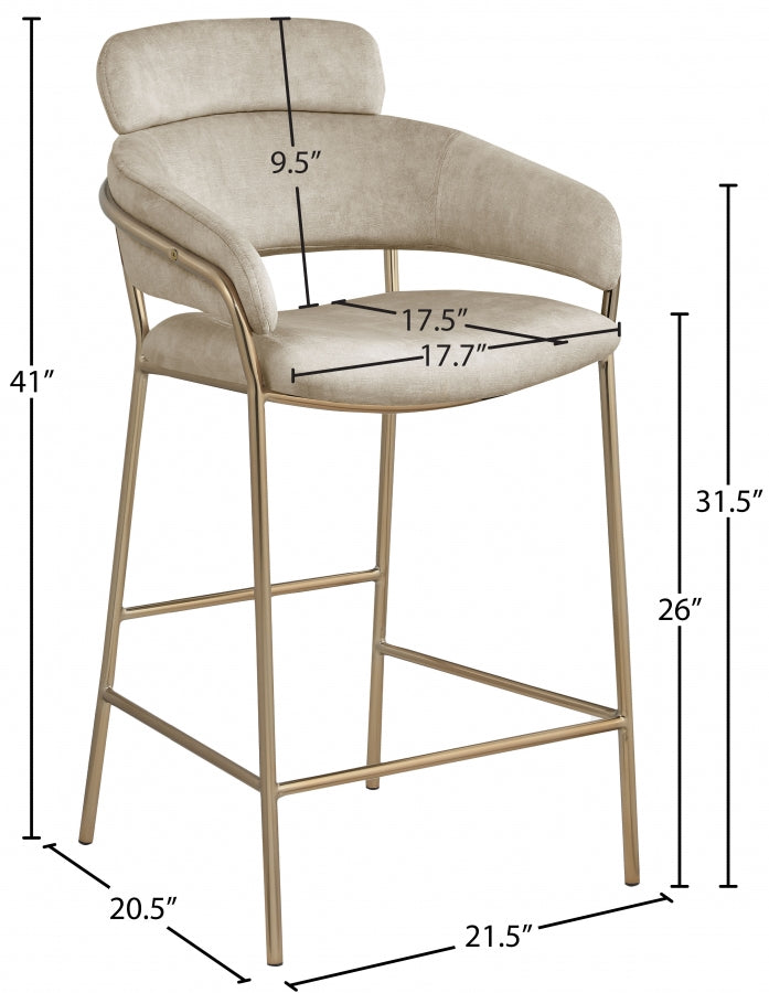 Yara Natural Velvet Counter Stool from Meridian - Luna Furniture