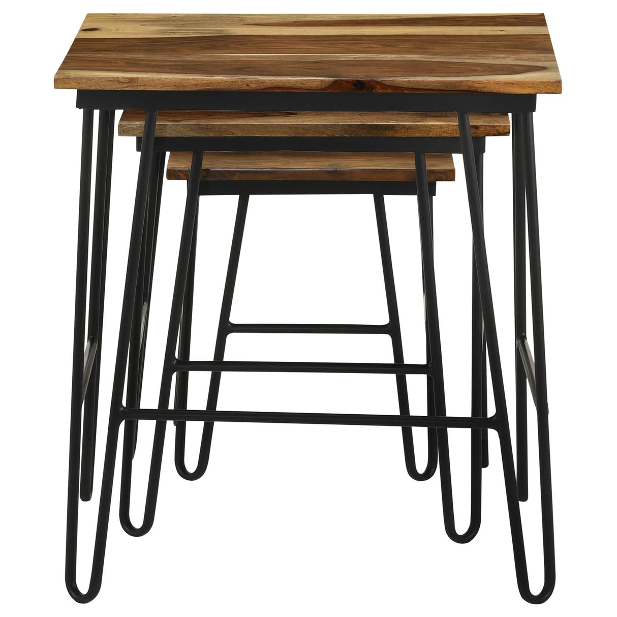 Nayeli 3-piece Nesting Table with Hairpin Legs Natural and Black - 935981 - Luna Furniture