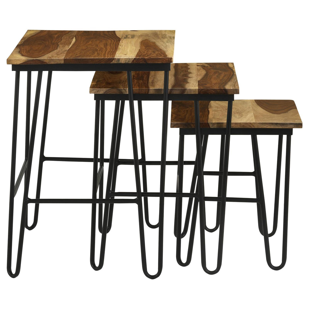 Nayeli 3-Piece Nesting Table with Hairpin Legs Natural/Black from Coaster - Luna Furniture