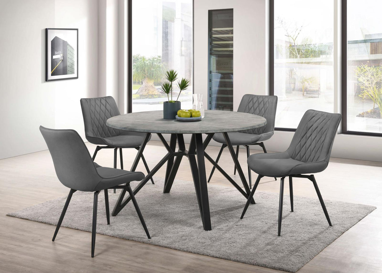 Neil Concrete/Grey 5-Piece Round Dining Set from Coaster - Luna Furniture