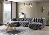 Neva Gray Velvet Double Chaise Sectional - NEVAGRAY-SEC - Luna Furniture