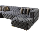 Neva Gray Velvet Double Chaise Sectional - NEVAGRAY-SEC - Luna Furniture