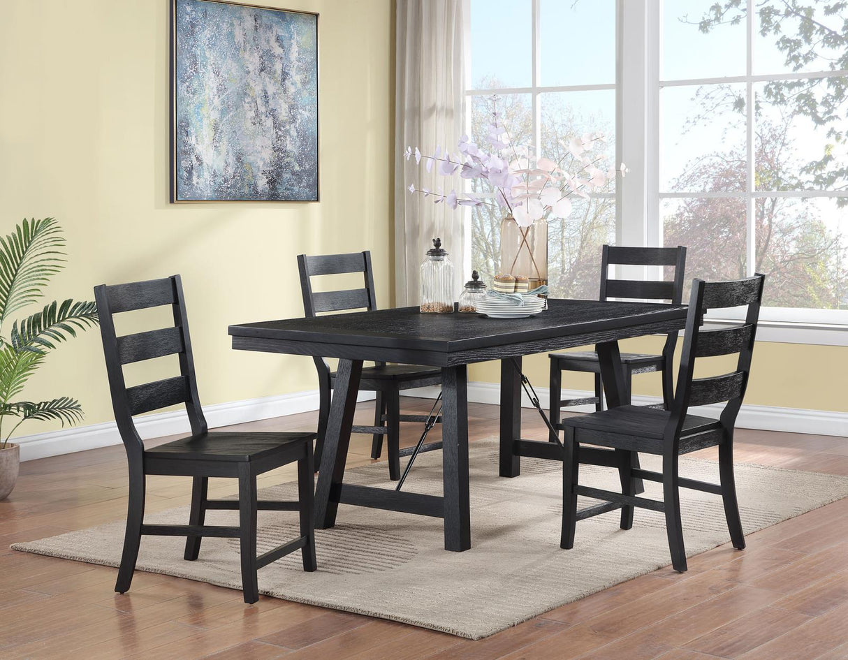 Newport 5-piece Rectangular Trestle Table Dining Set Black - 108141-S5 - Luna Furniture