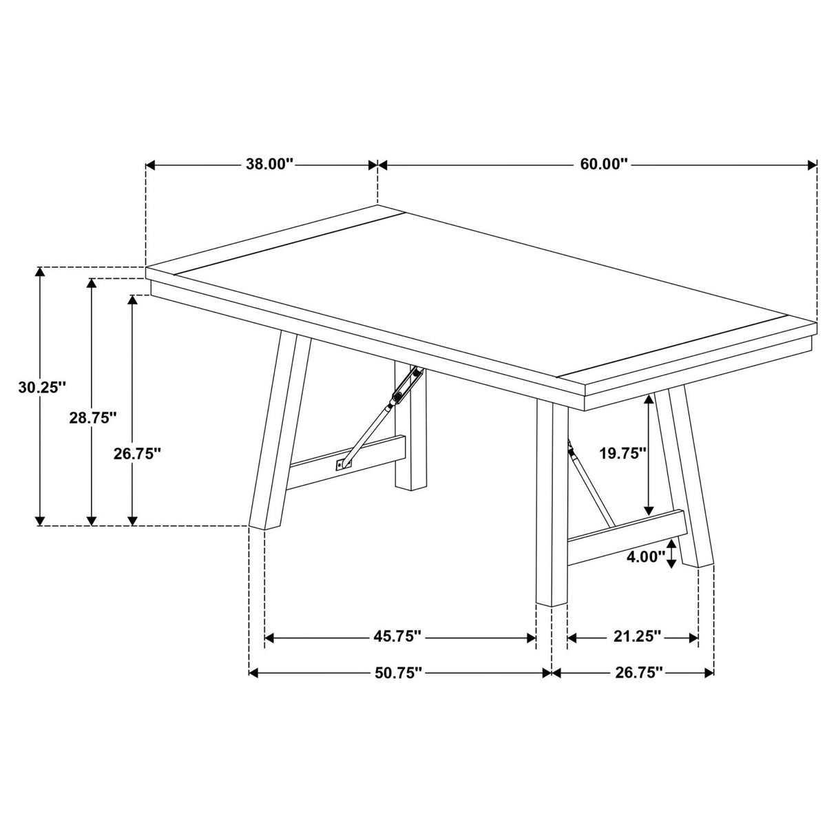 Newport 5-piece Rectangular Trestle Table Dining Set Black - 108141-S5 - Luna Furniture