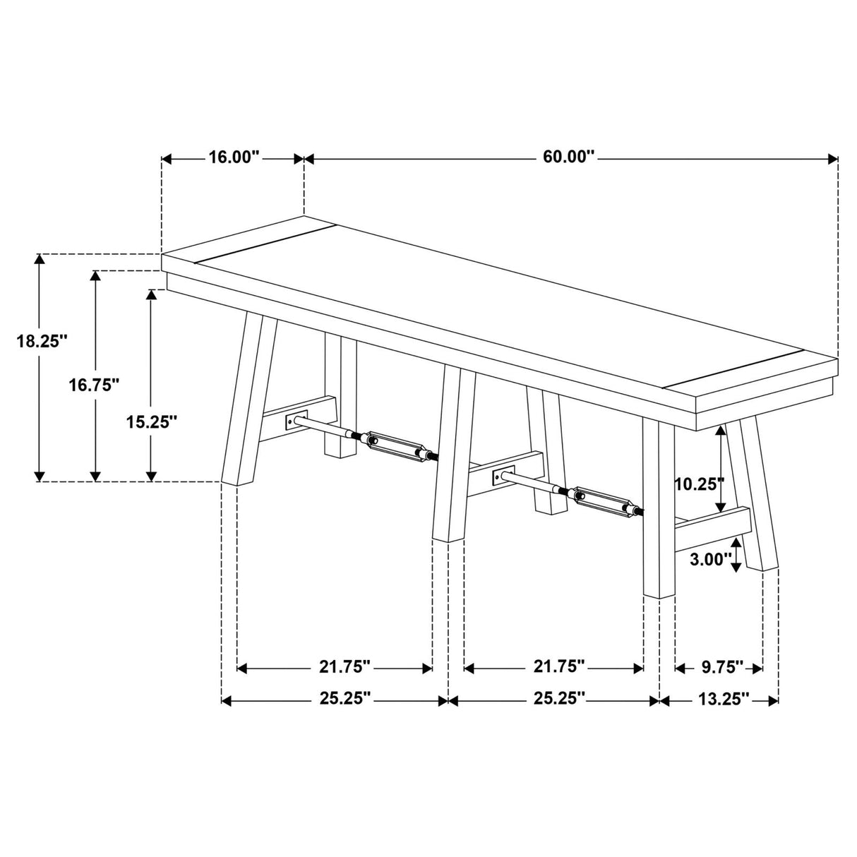 Newport 6-piece Rectangular Trestle Table Dining Set witih Bench Black - 108141-S6 - Luna Furniture