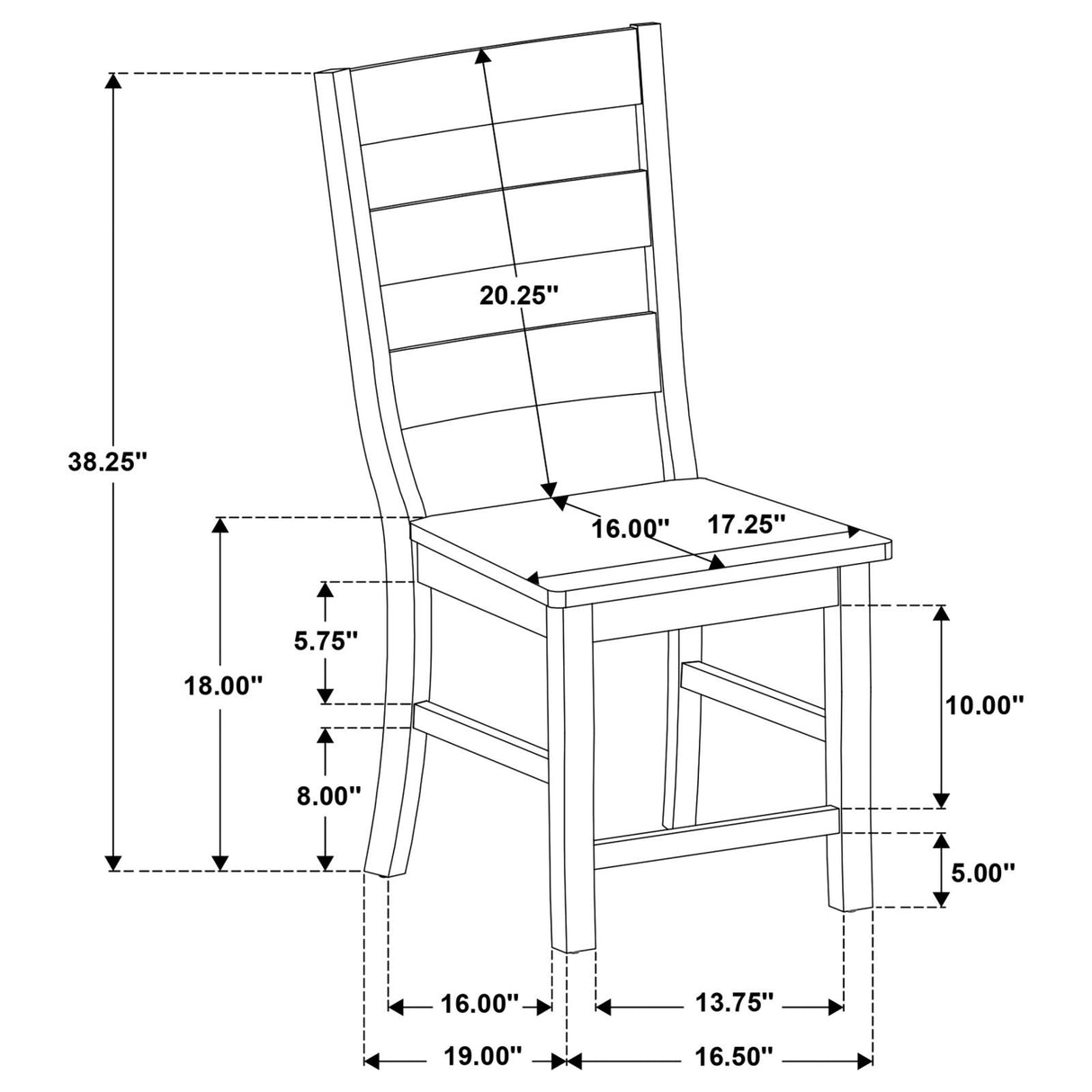 Newport Ladder Back Dining Side Chair Black (Set of 2) - 108142 - Luna Furniture