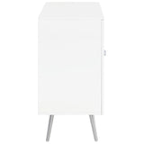 Nieta White High Gloss/Chrome 2-Tier Accent Cabinet with Glass Shelf from Coaster - Luna Furniture