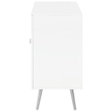 Nieta White High Gloss/Chrome 2-Tier Accent Cabinet with Glass Shelf from Coaster - Luna Furniture