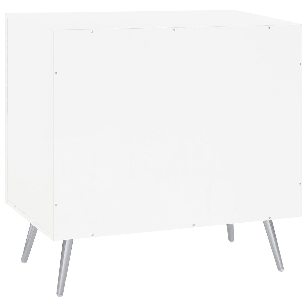 Nieta White High Gloss/Chrome 2-Tier Accent Cabinet with Glass Shelf from Coaster - Luna Furniture