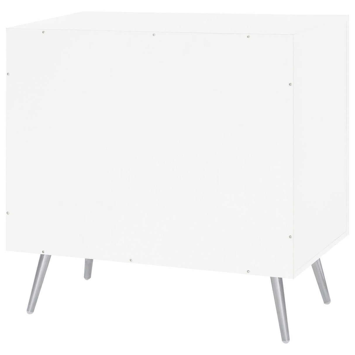 Nieta White High Gloss/Chrome 2-Tier Accent Cabinet with Glass Shelf from Coaster - Luna Furniture