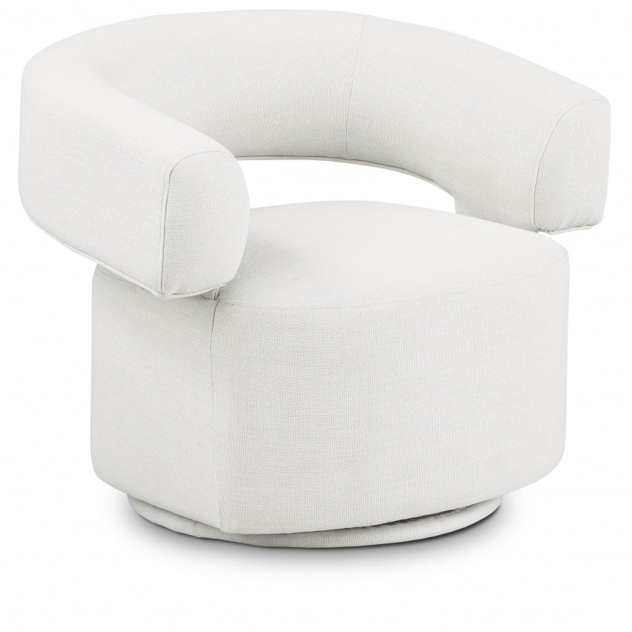 Niya Linen Textured Fabric Swivel Accent Chair Cream from Meridian - Luna Furniture