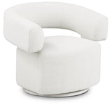 Niya Linen Textured Fabric Swivel Accent Chair Cream from Meridian - Luna Furniture