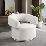 Niya Linen Textured Fabric Swivel Accent Chair Cream from Meridian - Luna Furniture