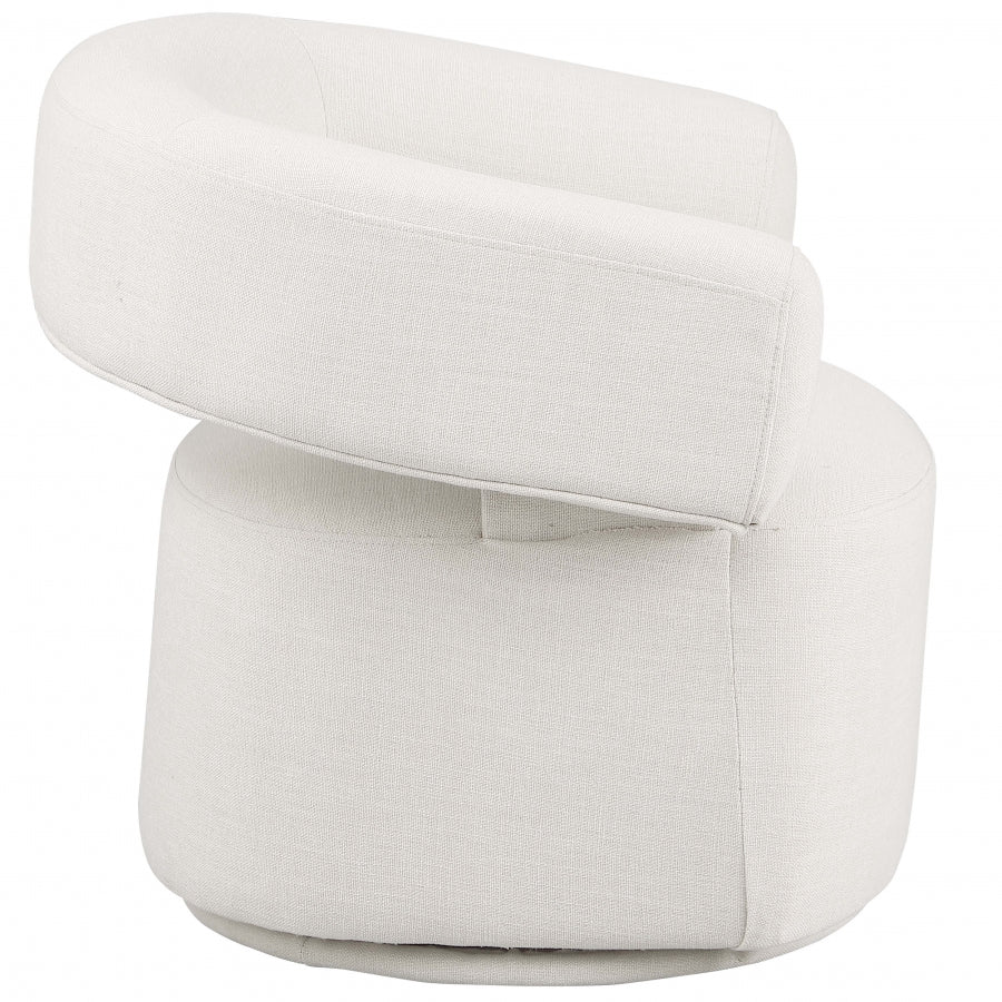 Niya Linen Textured Fabric Swivel Accent Chair Cream from Meridian - Luna Furniture