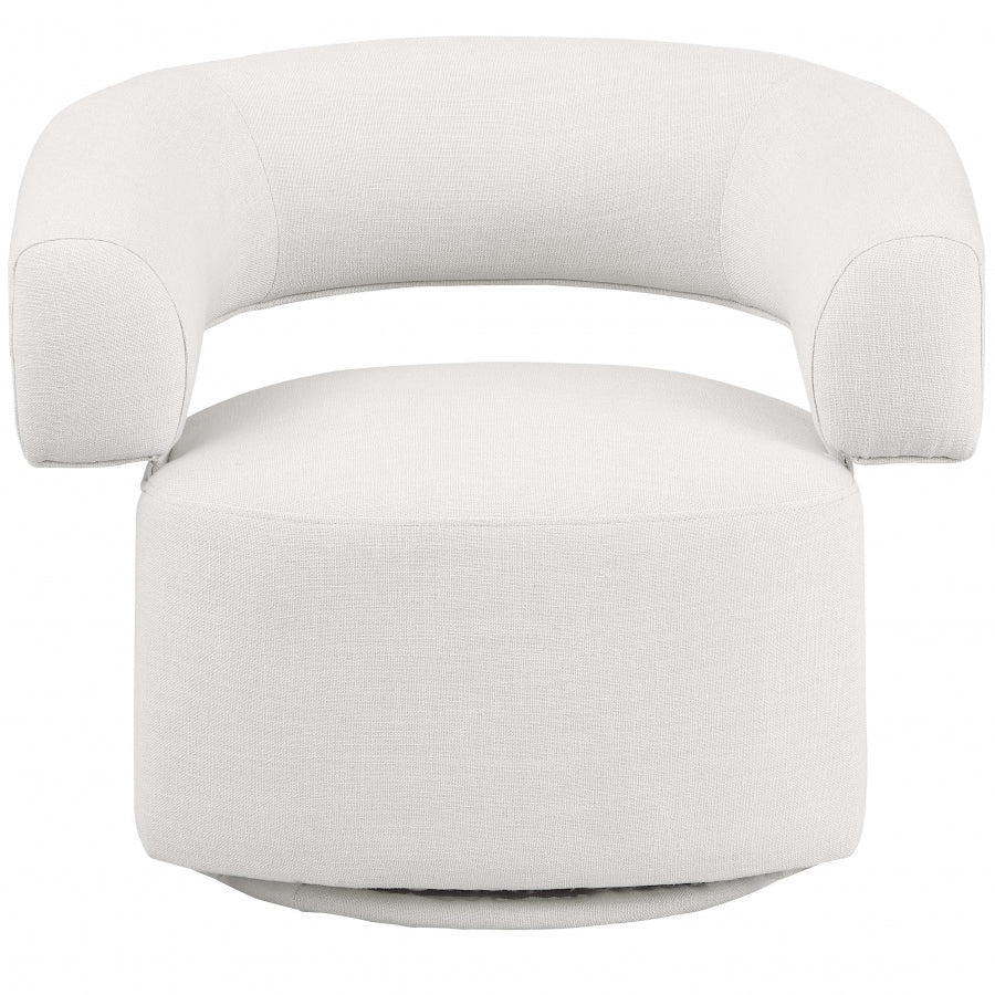 Niya Linen Textured Fabric Swivel Accent Chair Cream from Meridian - Luna Furniture