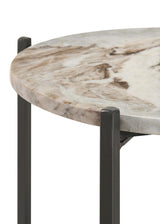 Malthe White Marble/Antique Gold Round Accent Table from Coaster - Luna Furniture