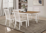 Nogales 5-piece Rectangular Dining Table Set Natural Acacia and Off White - 122301-S5 - Luna Furniture