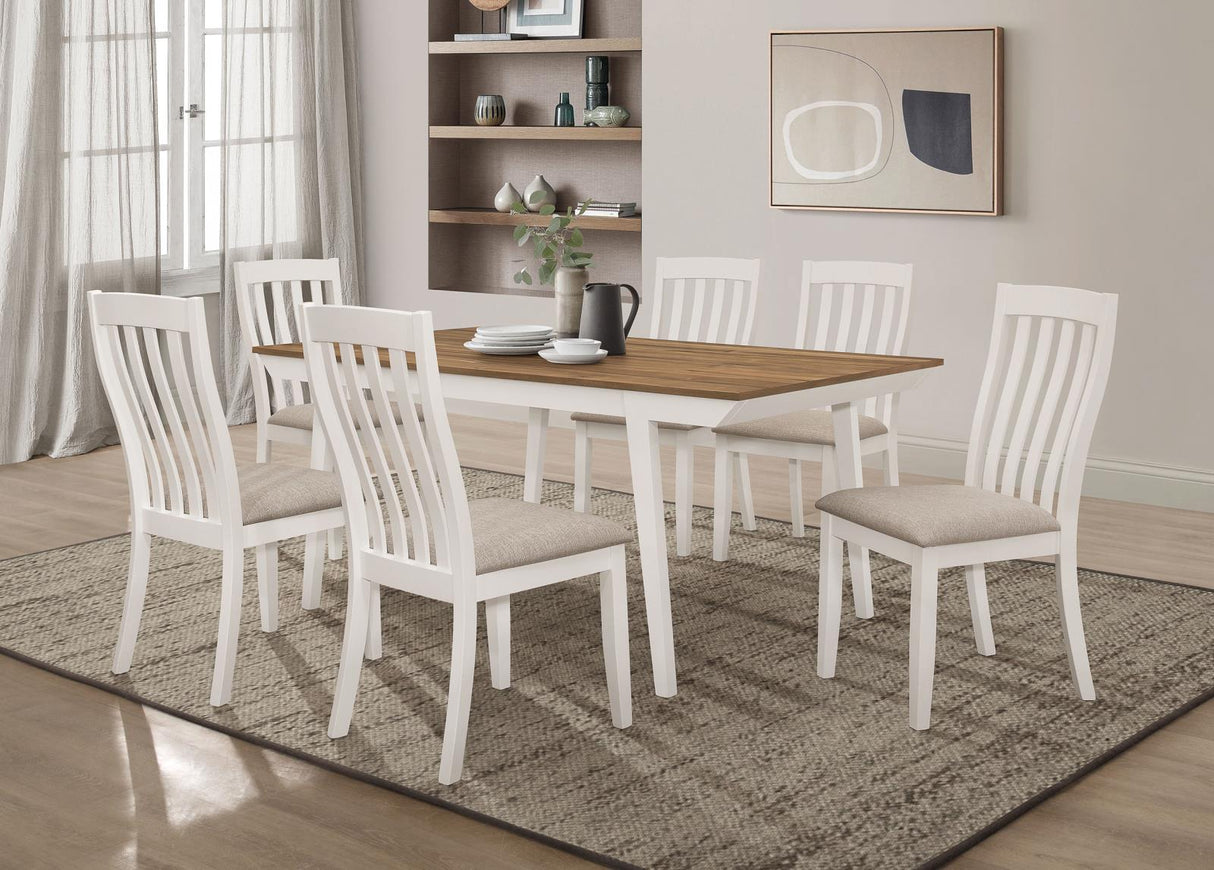 Nogales Natural Acacia/Off White 7-Piece Rectangular Dining Set from Coaster - Luna Furniture