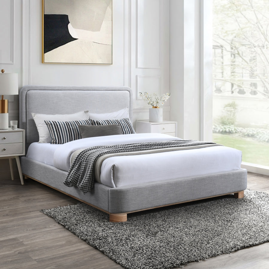 Nolita Linen Textured Fabric Full Bed Grey from Meridian - Luna Furniture