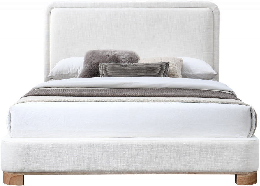 Nolita Linen Textured Fabric King Bed Cream from Meridian - Luna Furniture