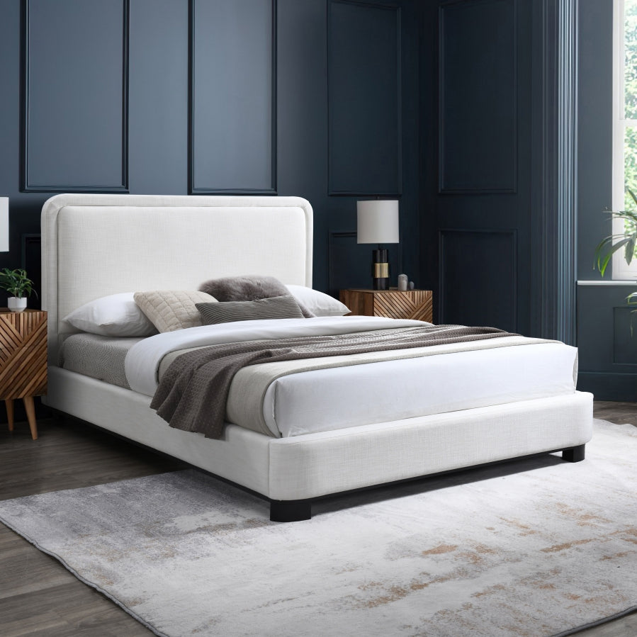 Nolita Linen Textured Fabric King Bed Cream from Meridian - Luna Furniture