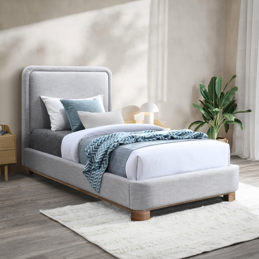 Nolita Linen Textured Fabric Twin Bed Grey from Meridian - Luna Furniture