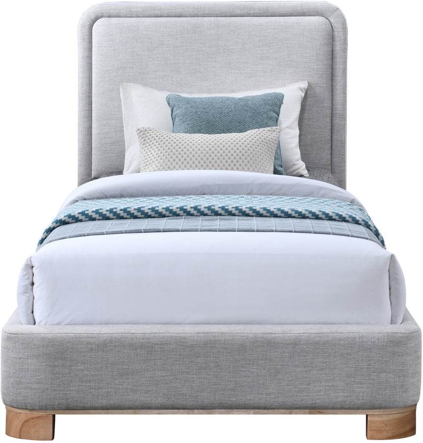 Nolita Linen Textured Fabric Twin Bed Grey from Meridian - Luna Furniture