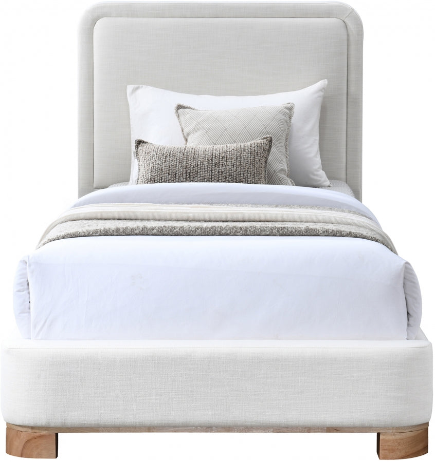 Nolita Linen Textured Fabric Twin Twin Bed Cream from Meridian - Luna Furniture