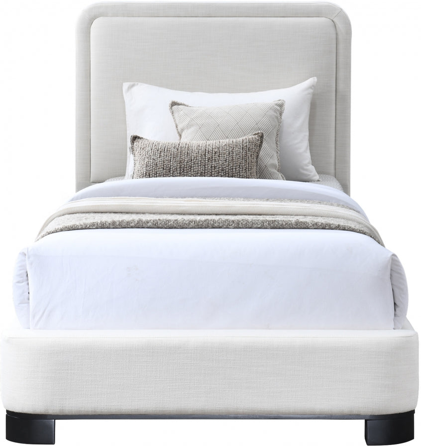 Nolita Linen Textured Fabric Twin Twin Bed Cream from Meridian - Luna Furniture