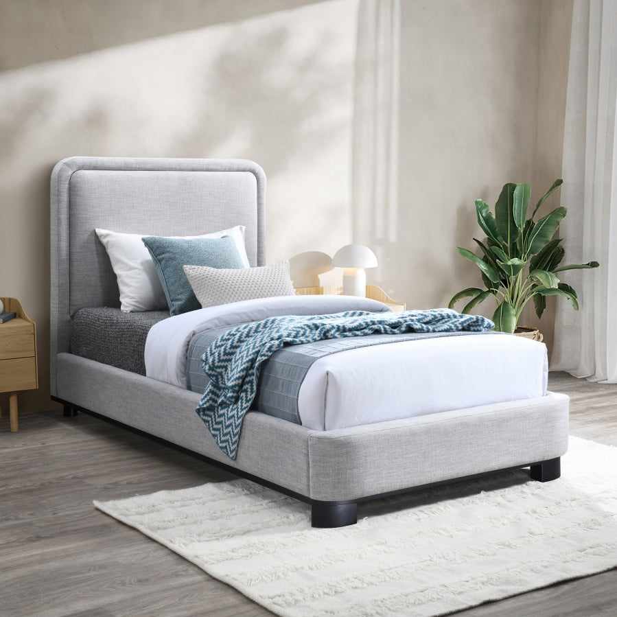 Nolita Linen Textured Fabric Twin Twin Bed Grey from Meridian - Luna Furniture