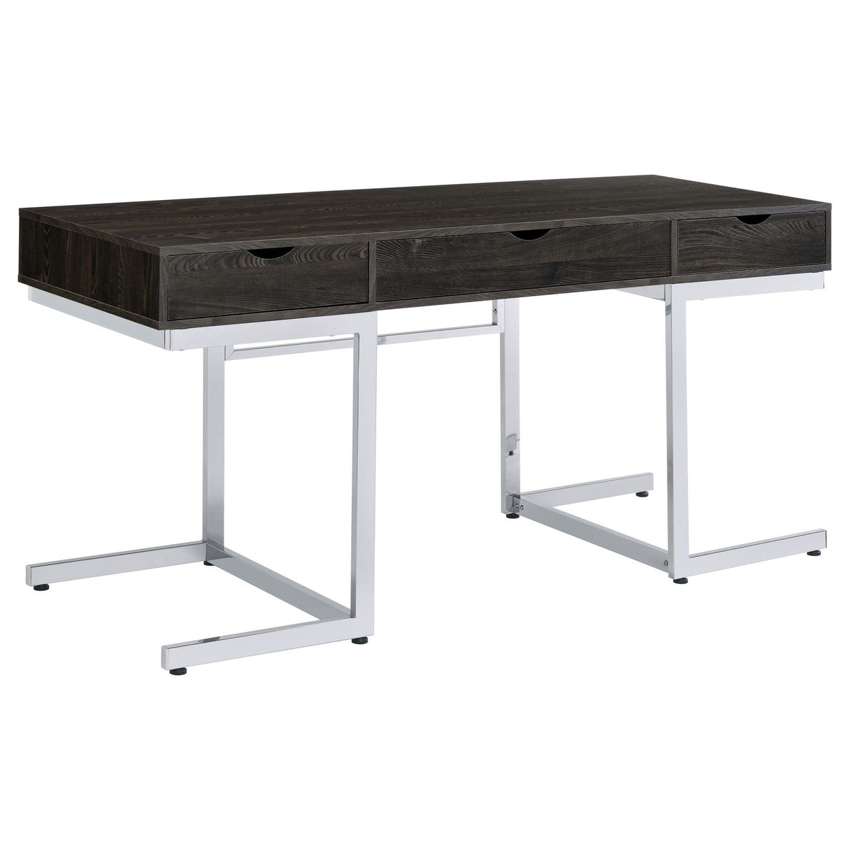 Noorvik Dark Oak/Chrome 3-Drawer Writing Desk from Coaster - Luna Furniture