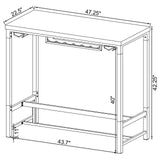 Norcrest Pub Height Bar Table with Acrylic Legs and Wine Storage White High Gloss from Coaster - Luna Furniture