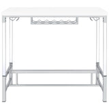 Norcrest Pub Height Bar Table with Acrylic Legs and Wine Storage White High Gloss from Coaster - Luna Furniture