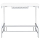 Norcrest Pub Height Bar Table with Acrylic Legs and Wine Storage White High Gloss from Coaster - Luna Furniture