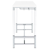 Norcrest Pub Height Bar Table with Acrylic Legs and Wine Storage White High Gloss from Coaster - Luna Furniture