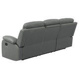 Nova 3-piece Upholstered Motion Reclining Sofa Set Dark Grey - 602531-S3 - Luna Furniture