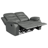 Nova Upholstered Motion Reclining Loveseat Dark Grey - 602532 - Luna Furniture