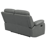 Nova Upholstered Motion Reclining Loveseat Dark Grey - 602532 - Luna Furniture