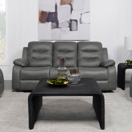 Nova Upholstered Motion Reclining Sofa Dark Grey - 602531 - Luna Furniture