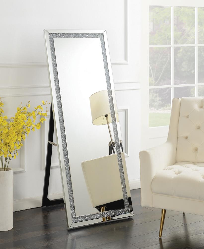 Novak Silver Rectangular Cheval Floor Mirror from Coaster - Luna Furniture