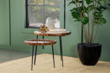 Nuala 2-Piece Round Nesting Table with Tripod Tapered Legs Honey/Black from Coaster - Luna Furniture