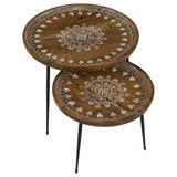 Nuala 2-Piece Round Nesting Table with Tripod Tapered Legs Honey/Black from Coaster - Luna Furniture