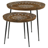 Nuala 2-Piece Round Nesting Table with Tripod Tapered Legs Honey/Black from Coaster - Luna Furniture