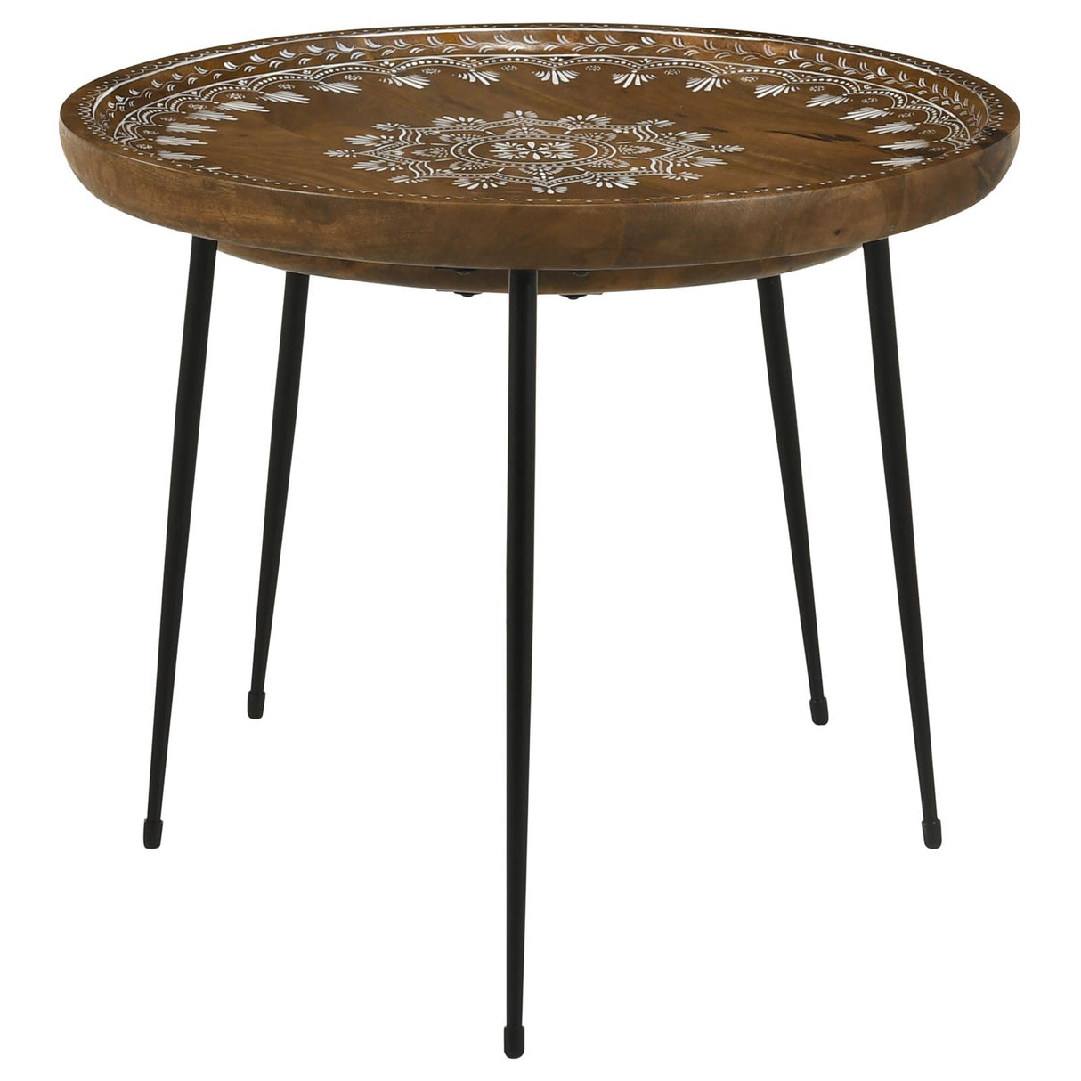 Nuala 2-Piece Round Nesting Table with Tripod Tapered Legs Honey/Black from Coaster - Luna Furniture