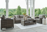 Oasis Court Gray Outdoor Sofa/Chairs/Table Set from Ashley - Luna Furniture